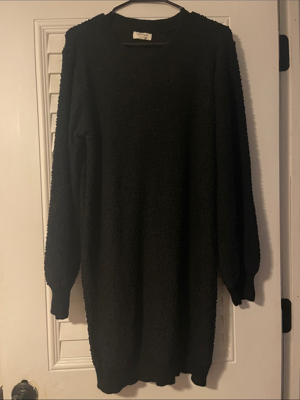 Umgee Black Fuzzy Knit Sweater Dress